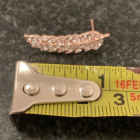 Gift- Ready Feather or Leaf Ear Crawler Stud Earrings, Angel Wings, Rose Gold - Picture 8 of 11